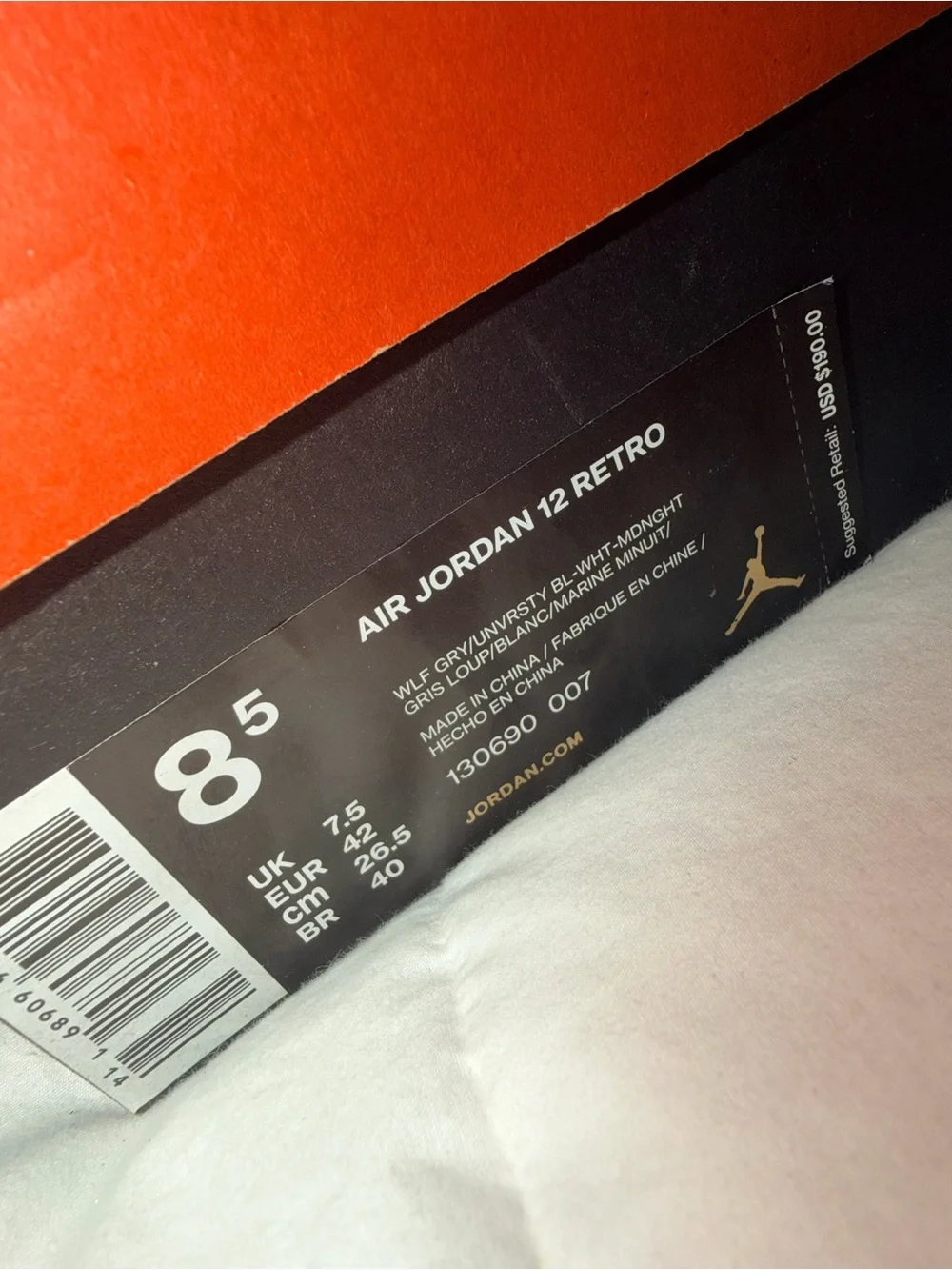 Air Jordan 12 Retro Wolf Grey University Blue White Men’s Size 8.5